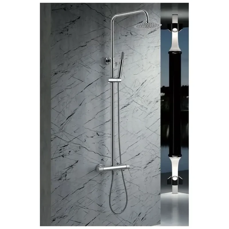 Columna de ducha con una grifería de diseño monomando de acabado cromado Line de Imex