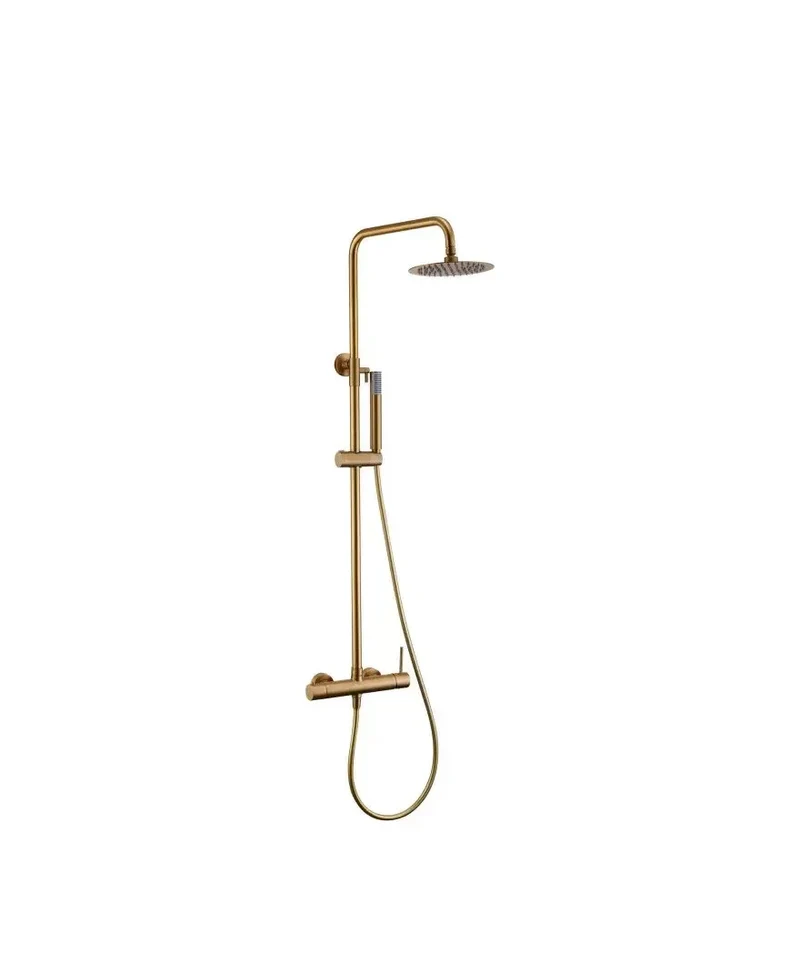 Columna de ducha con monomando integrado de acero inoxidable y acabado en oro cepillado Monza de Imex