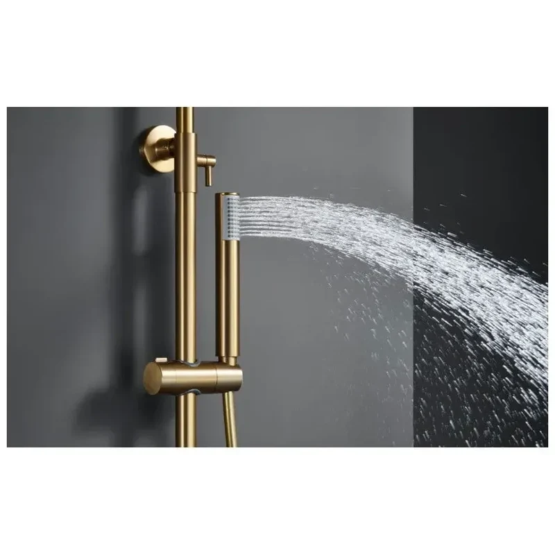 Columna de ducha con monomando integrado de acero inoxidable y acabado en oro cepillado Monza de Imex