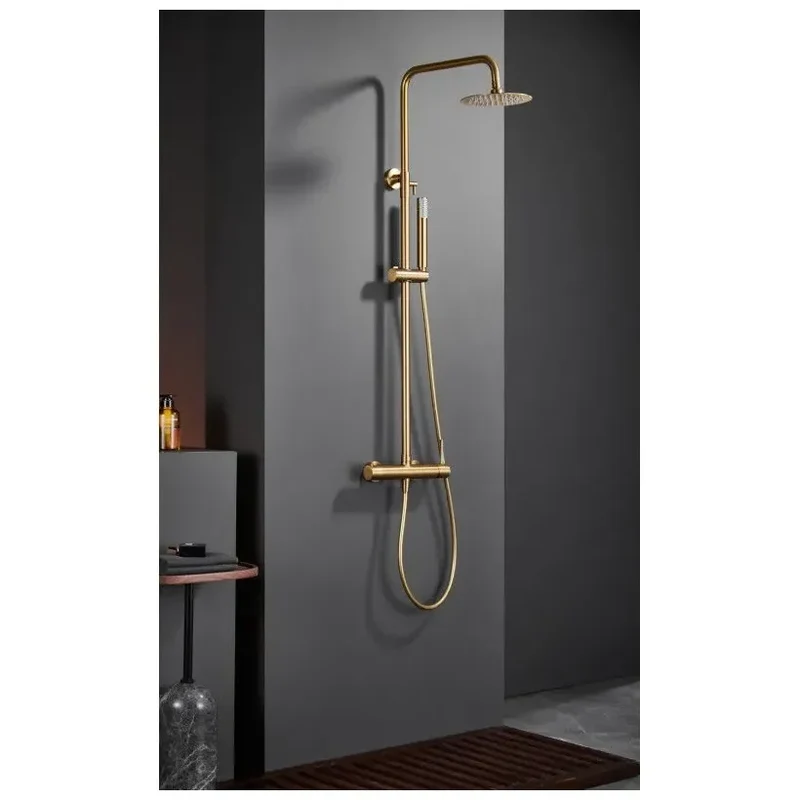 Columna de ducha con monomando integrado de acero inoxidable y acabado en oro cepillado Monza de Imex