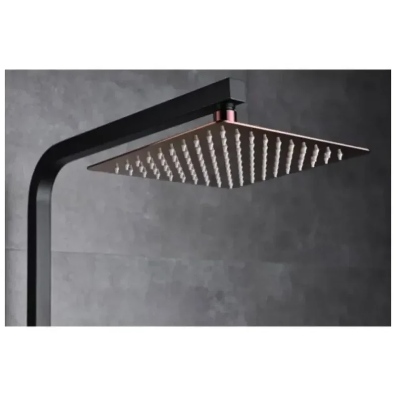 Columna de ducha con un diseño moderno y un acabado negro mate y oro rosa Suecia de Imex