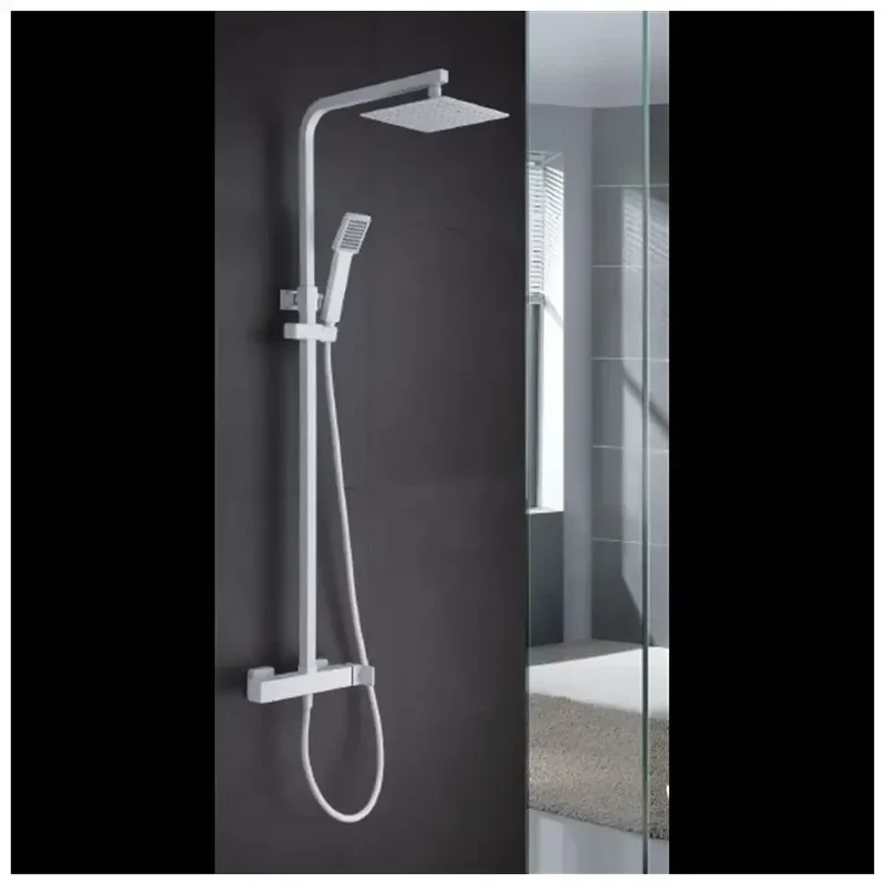 Columna de ducha con un rociador extraplano de diseño moderno y de acabado blanco mate Fiyi de Imex