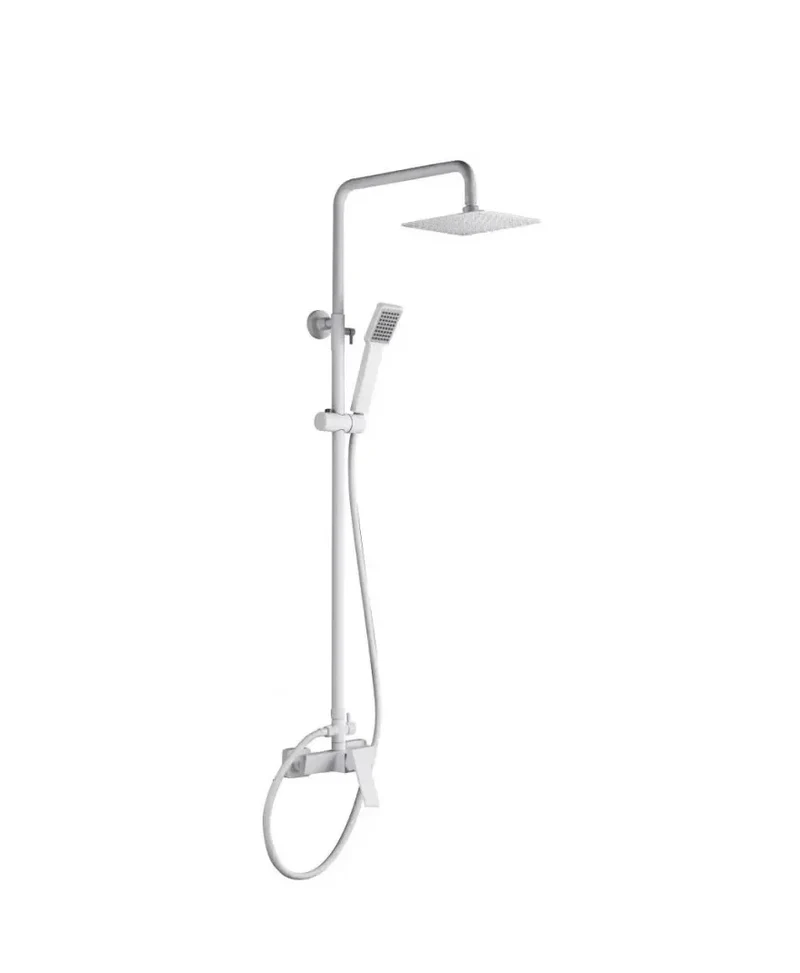 Columna de ducha con grifería fabricada en latón de acabado blanco mate Art de Imex
