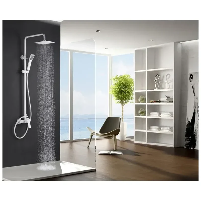 Columna de ducha con grifería fabricada en latón de acabado blanco mate Art de Imex