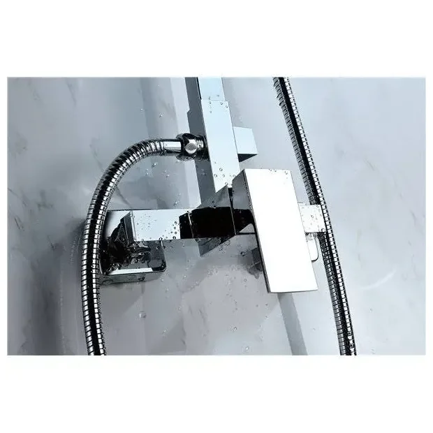 Columna de ducha extensible de 92 a 136 cm de acero inoxidable con rociador extraplano Valencia de Imex