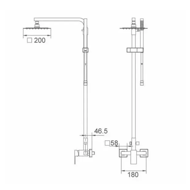 Columna de ducha extensible de 92 a 136 cm de acero inoxidable con rociador extraplano Valencia de Imex
