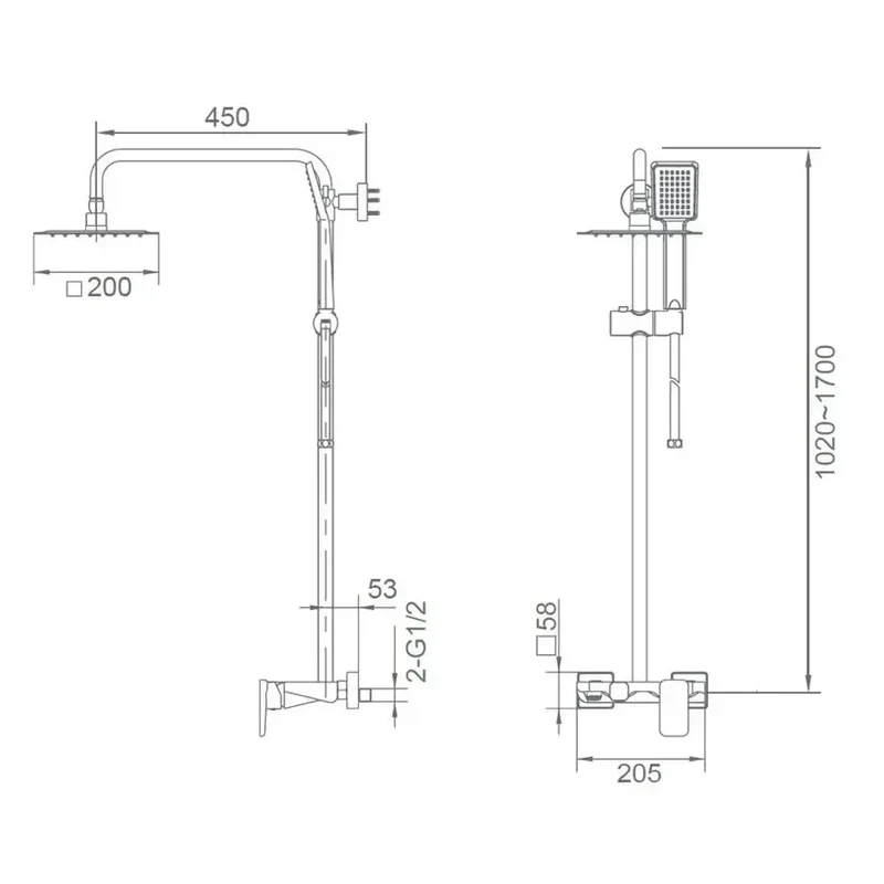 Columna de ducha y bañera de diseño minimalista fabricada en acero inoxidable Liverpool de Imex