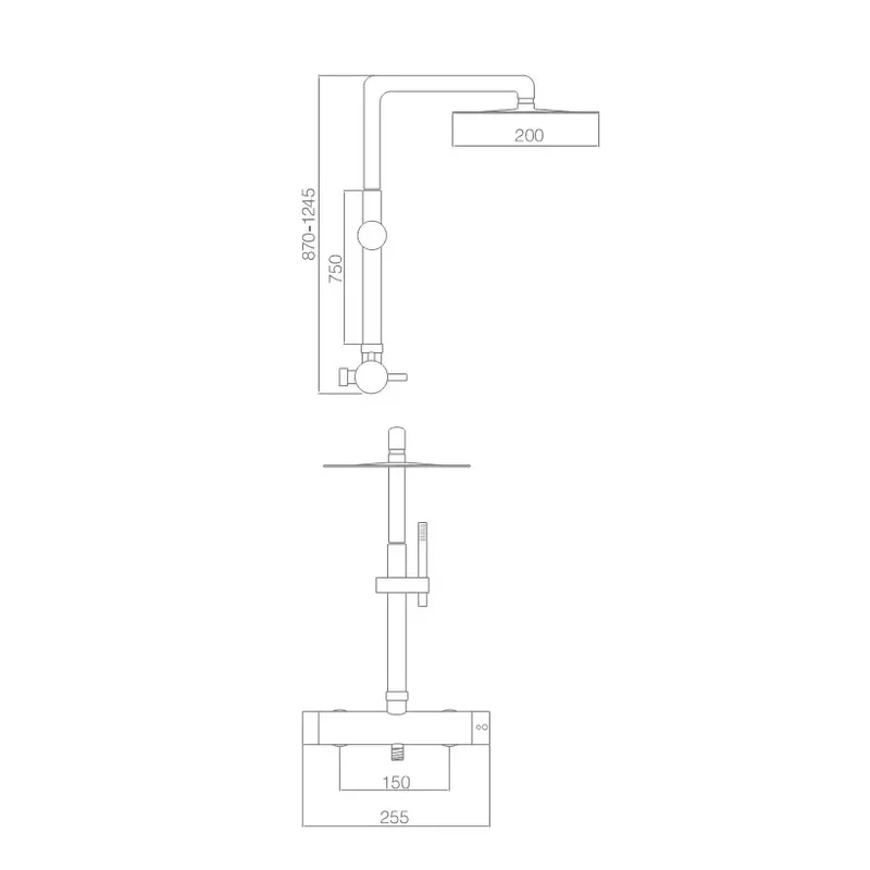 Columna de ducha de acero inoxidable s316 extensible de 88 hasta 125 cm Moscu de Imex
