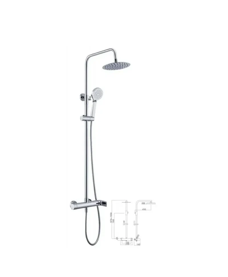 Columna de ducha con un diseño moderno y extensible de acabado cromado Nassau de Imex