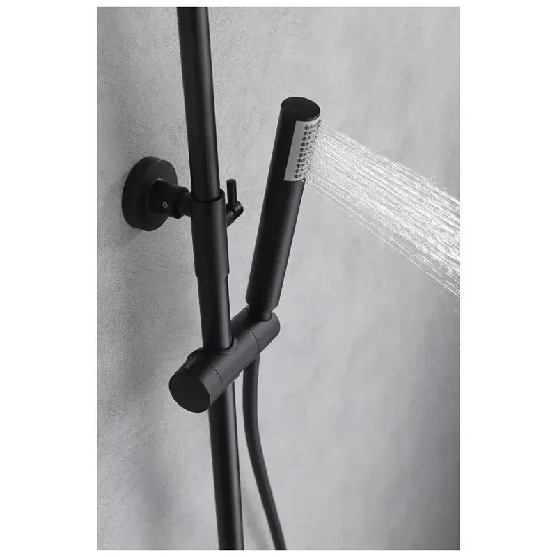 Columna de ducha monomando con un diseño moderno de acabado negro mate Line de Imex