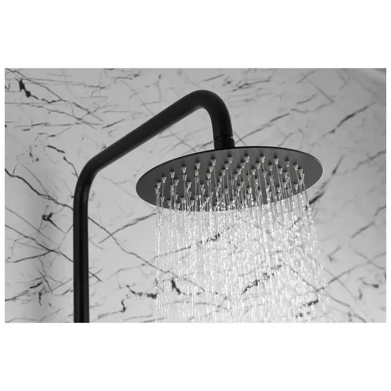 Columna de ducha monomando con un diseño moderno de acabado negro mate Line de Imex