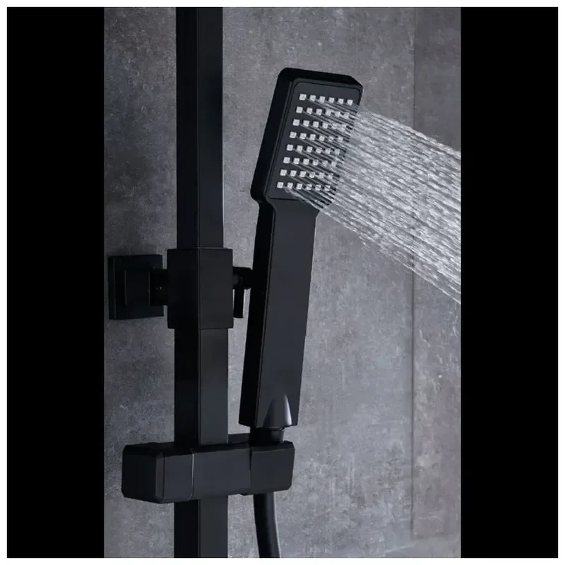 Columna de ducha para pared con un diseño extensible de acabado negro mate Fiyi de Imex