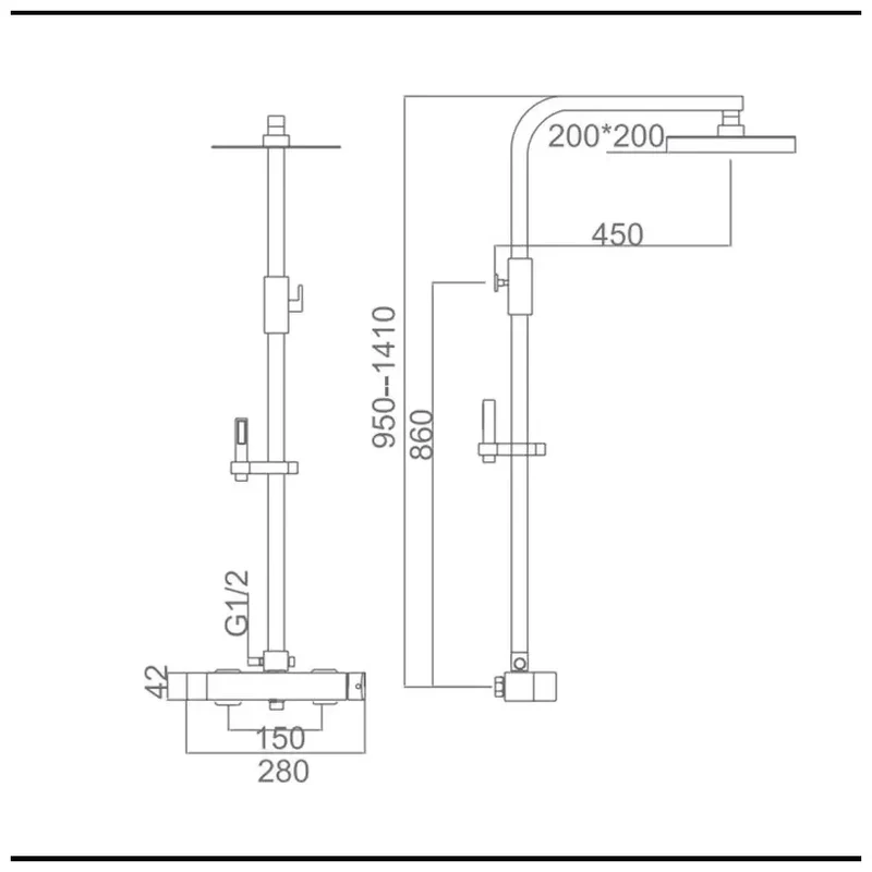 Columna de ducha para pared con un diseño extensible de acabado negro mate Fiyi de Imex