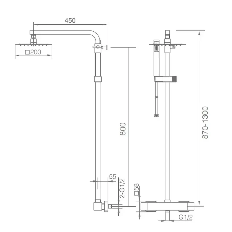 Columna termostática para ducha con un grifo integrado fabricado en latón Vigo de Imex