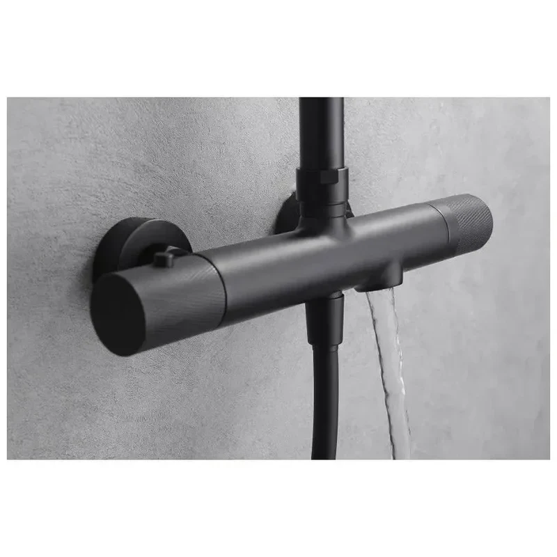 Columna para baño con grifería termostática apta para bañera y ducha acabado negro mate Line de Imex