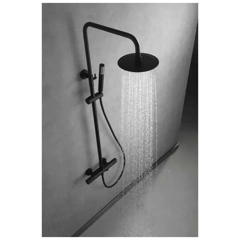 Columna para baño con grifería termostática apta para bañera y ducha acabado negro mate Line de Imex