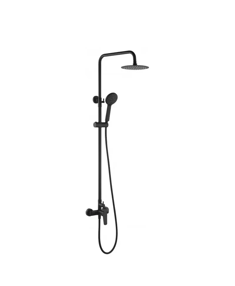 Columna moderna de ducha con un diseño monomando en color negro mate Belgica de Imex