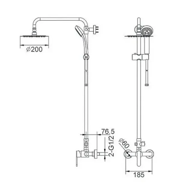Columna de ducha extensible 95-137 cm de acero inoxidable con rociador redondo Roma de Imex