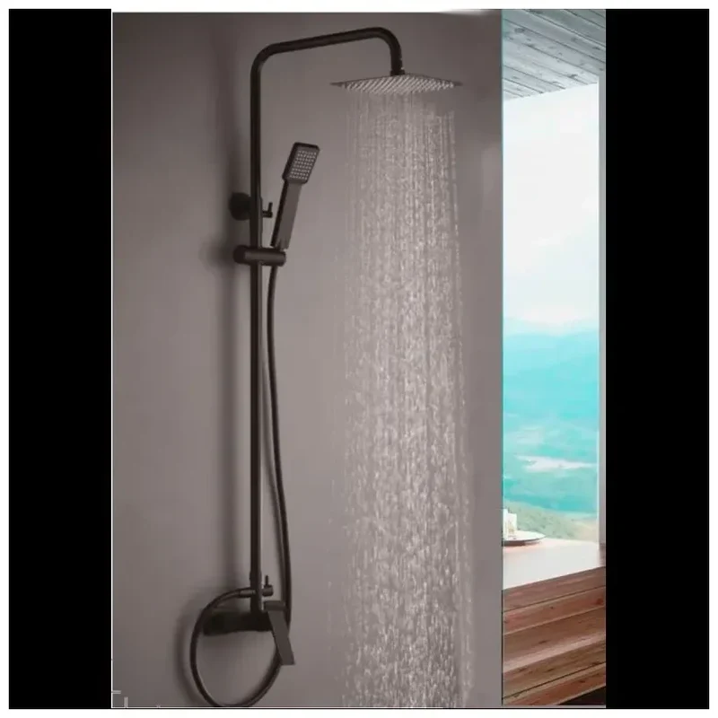 Columna de ducha con un diseño extensible y moderno de acabado negro mate Art de Imex