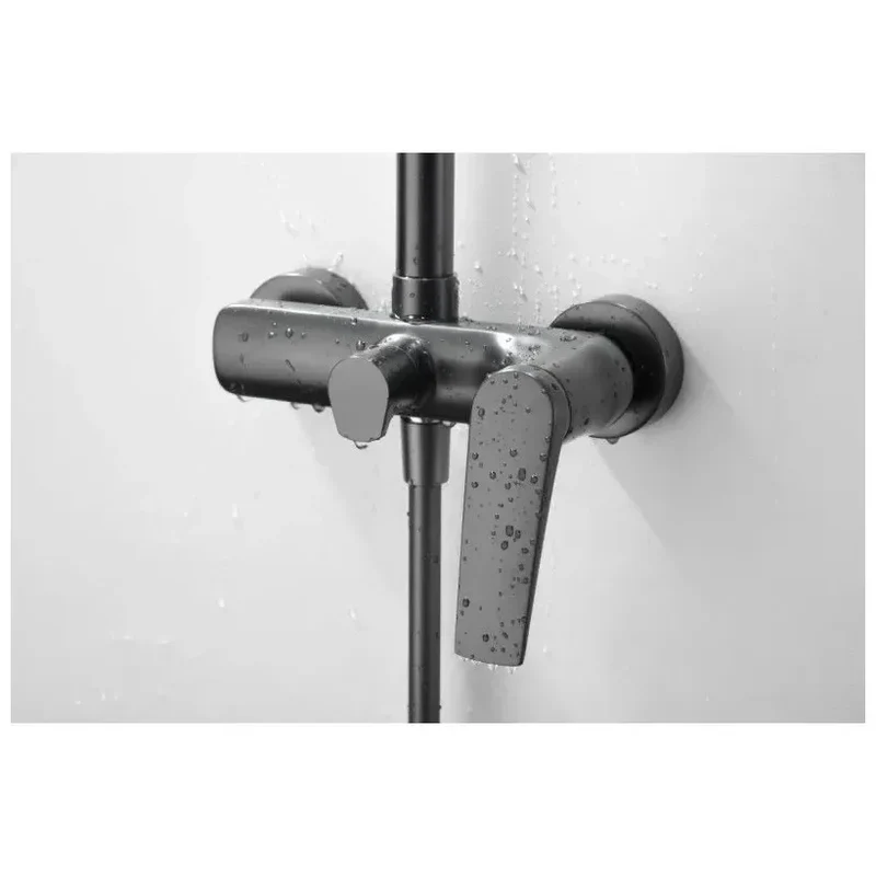 Barra de ducha monomando extensible hecha de acero inoxidable con acabado negro metalizado Delos Imex