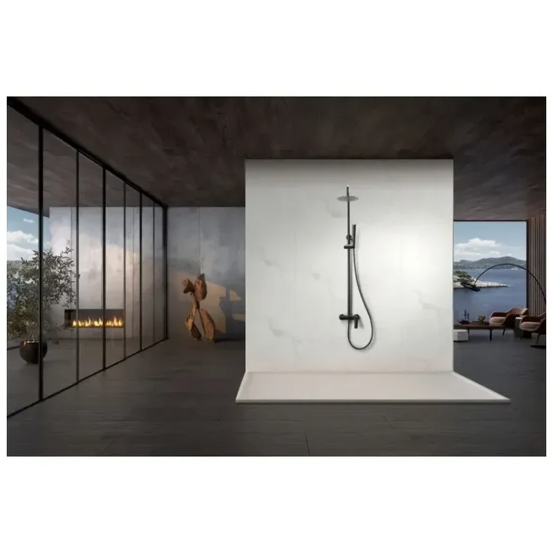Barra de ducha monomando extensible hecha de acero inoxidable con acabado negro metalizado Delos Imex