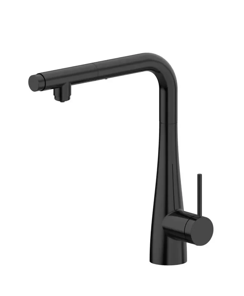 Grifería de cocina monomando fabricada en latón cuenta con un acabado en negro mate Split de Imex