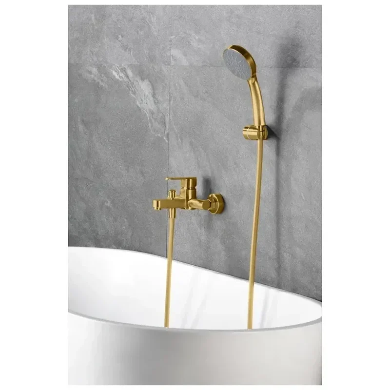 Grifería monomando para bañera y ducha hecha de latón con acabado oro cepillado Roma de Imex
