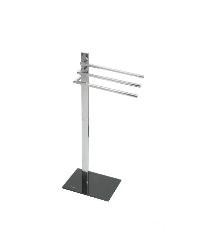 Toallero de pie de metal cromado con tres barras horizontales de estilo moderno CR471 de Aquore