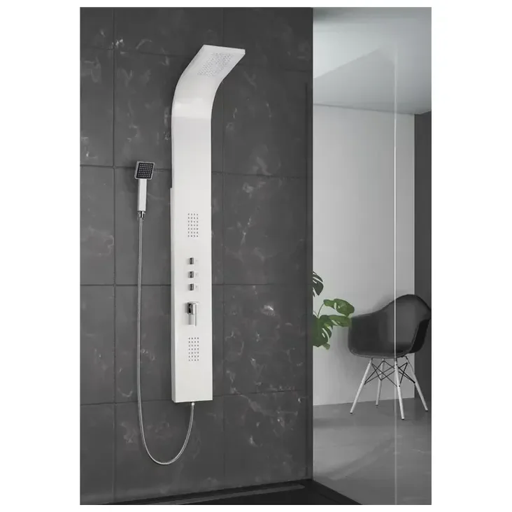 Columna de ducha con grifería monomando de 3 vías y flexo de acero inoxidable Gocta GME