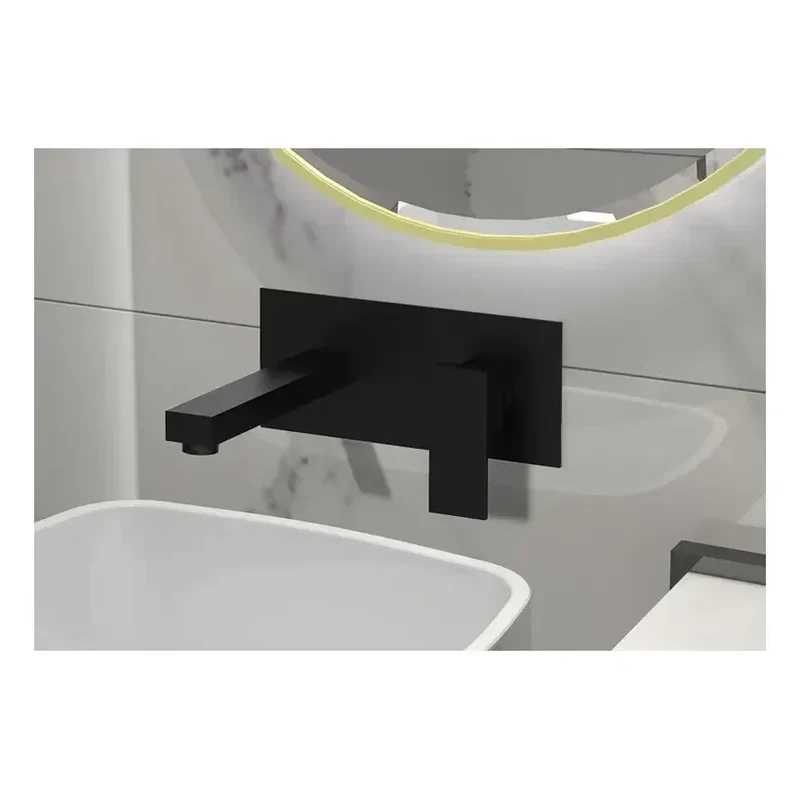 Grifería empotrable de lavabo en negro mate con cartucho cerámico y caño de 17 cm ORION de GME