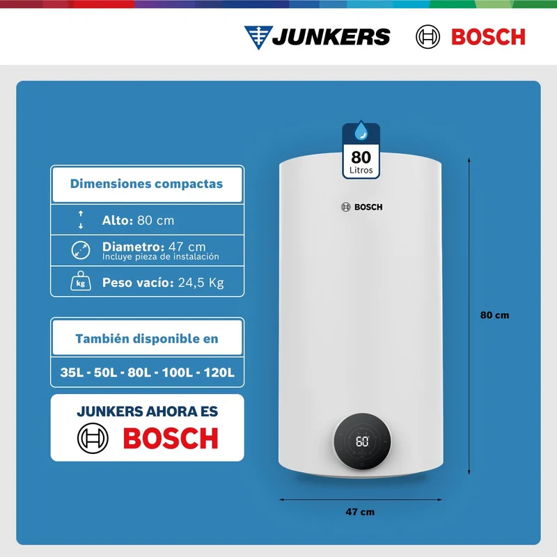 Termo Eléctrico Smart 35 / 50 / 80 / 100 / 120 Litros Tronic 4000 T Bosch