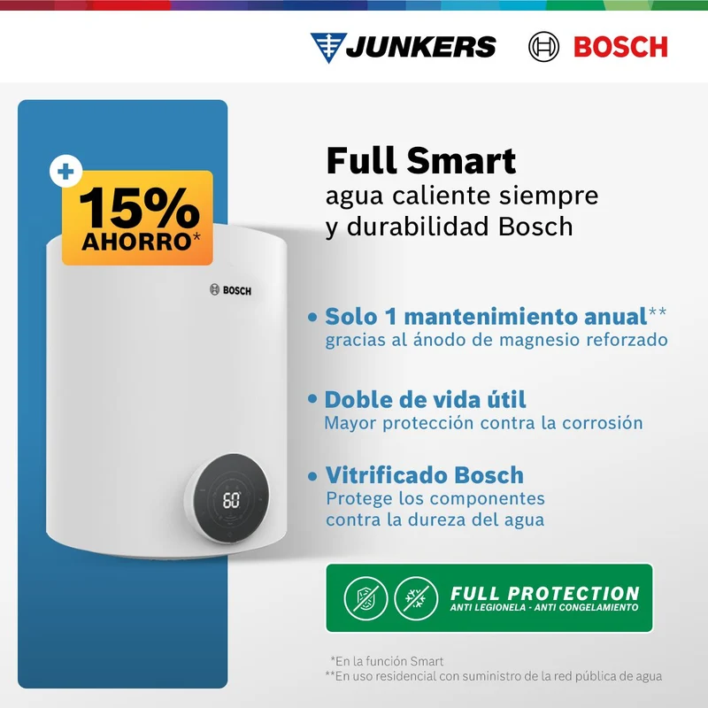 Termo Eléctrico Smart 35 / 50 / 80 / 100 / 120 Litros Tronic 4000 T Bosch
