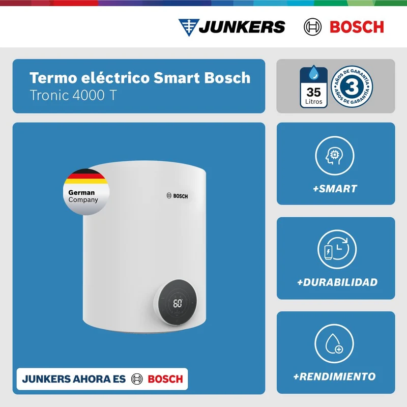 Termo Eléctrico Smart 35 / 50 / 80 / 100 / 120 Litros Tronic 4000 T Bosch