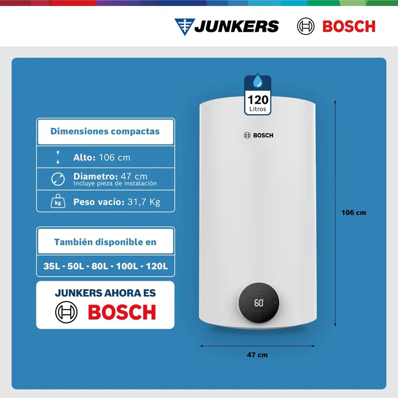 Termo Eléctrico Smart 35 / 50 / 80 / 100 / 120 Litros Tronic 4000 T Bosch
