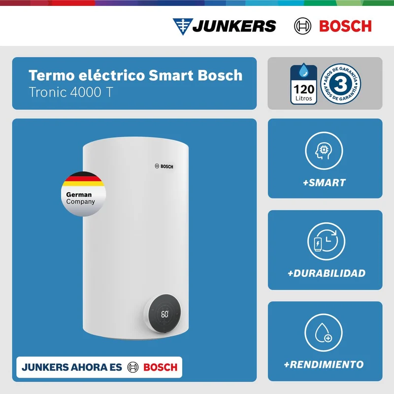 Termo Eléctrico Smart 35 / 50 / 80 / 100 / 120 Litros Tronic 4000 T Bosch