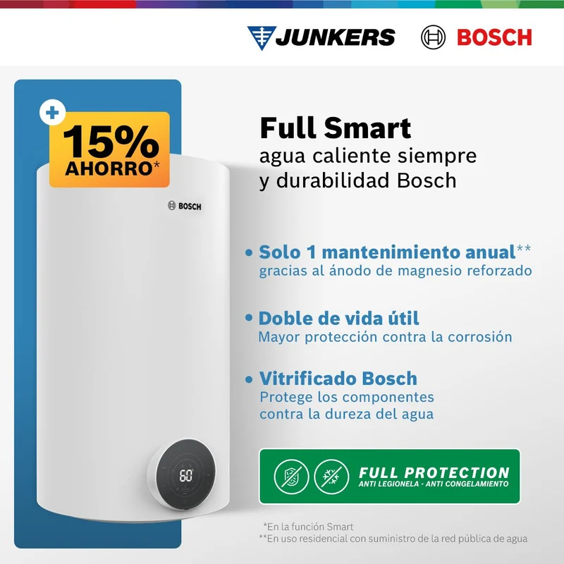 Termo Eléctrico Smart 35 / 50 / 80 / 100 / 120 Litros Tronic 4000 T Bosch
