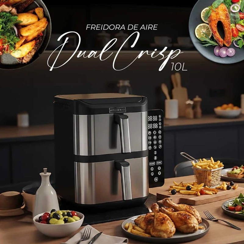 Freidora de Aire Doble Canasta 10 L 2200 W Dual Crisp XL Kitchen it