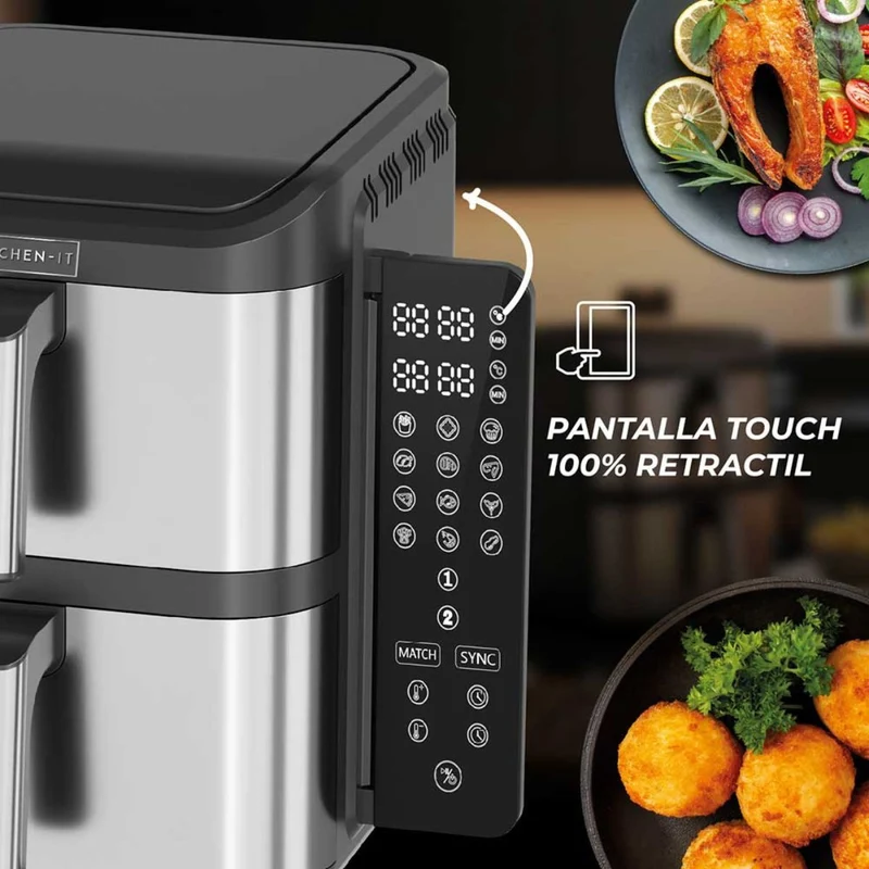 Freidora de Aire Doble Canasta 10 L 2200 W Dual Crisp XL Kitchen it