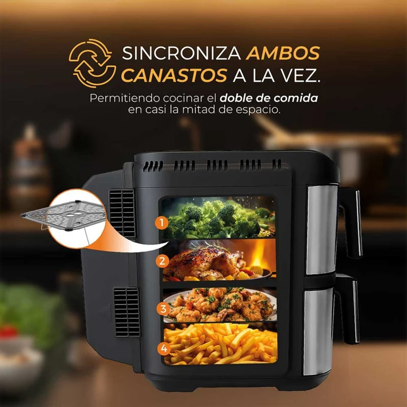 Freidora de Aire Doble Canasta 10 L 2200 W Dual Crisp XL Kitchen it