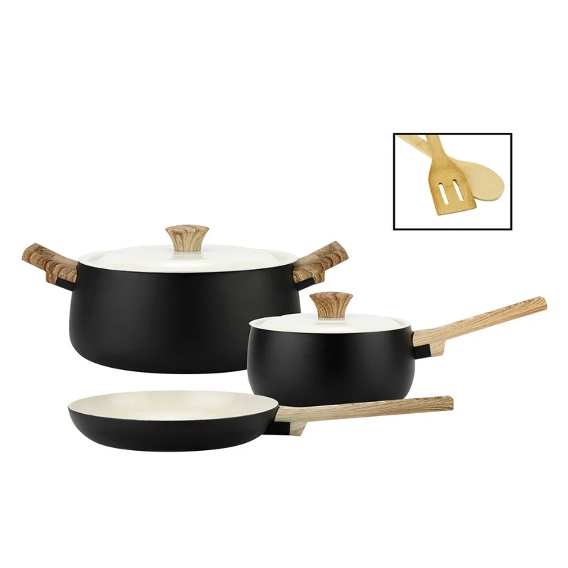 Batería de Cocina de Aluminio Forjado 7 Piezas Antiadherente Eco Cerámico Biella Fantuzzi