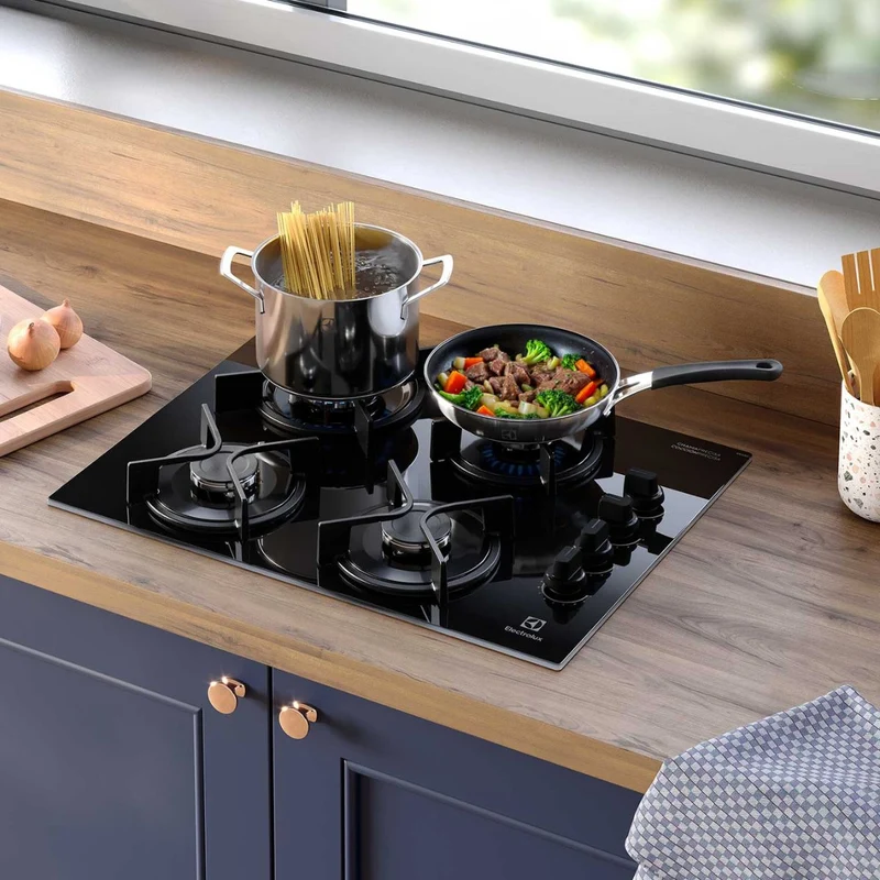 Encimera a Gas 4 Platos KE4GC Black Glass Electrolux