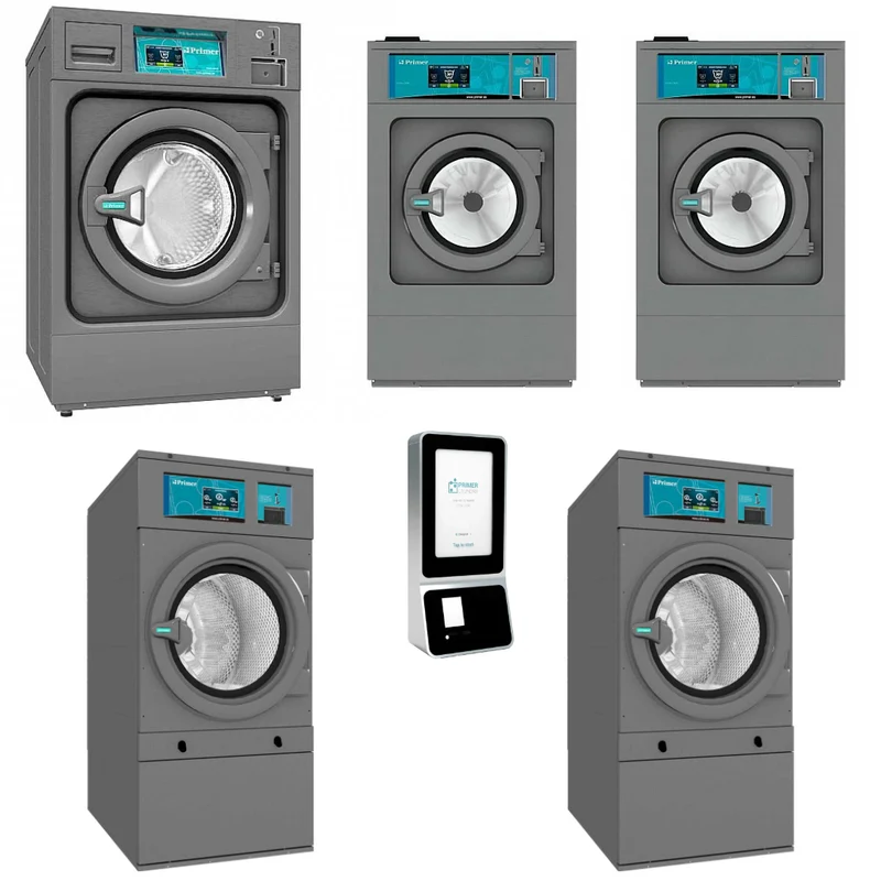 PRIMER - CONJUNTO PACK LAVANDERÍA AUTOSERVICIO 3 LAVADORAS + 2 SECADORAS + CENTRAL DE PAGO