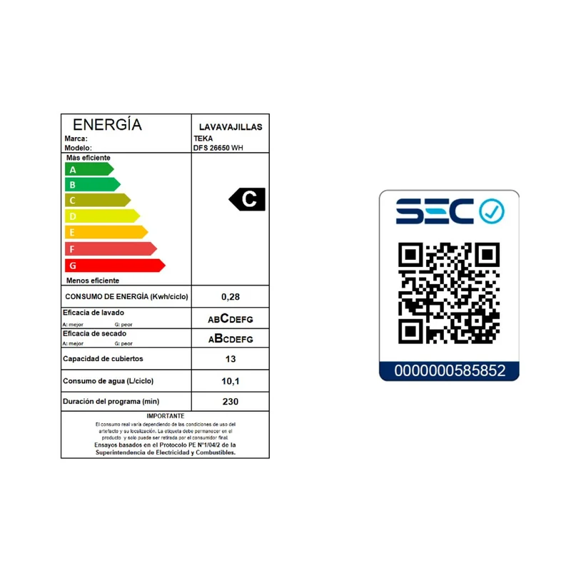 Lavavajillas Libre Instalación 60 cm 13 Cubiertos DFS 26650 WH TEKA