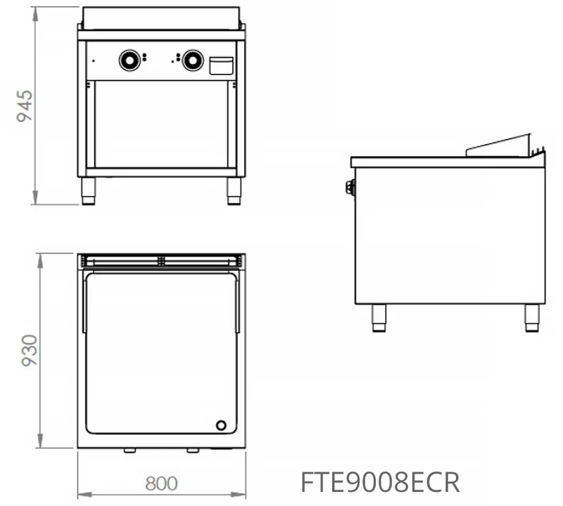 FAINCA HR - S900 FRY TOP ELÉCTRICO CROMO CON ESTANTE FTE9008ECR