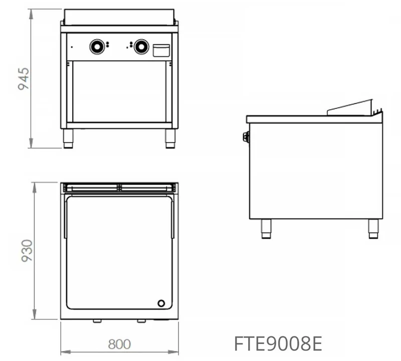 FAINCA HR - S900 FRY TOP ELÉCTRICO ACERO ESTANTE FTE9008E
