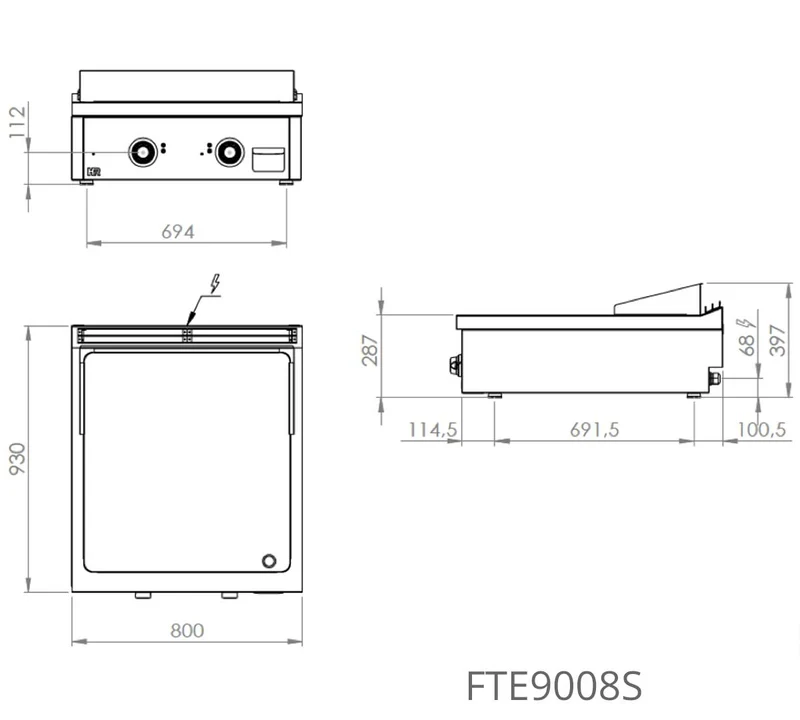 FAINCA HR - S900 FRY TOP ELÉCTRICO RECTIFICADO SOBREMESA FTE9008S