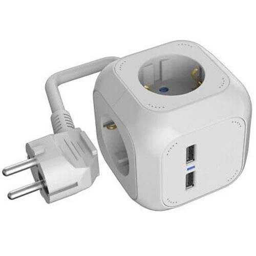 Regleta Hepoluz 4 Tomas Cubo + 2 Usb