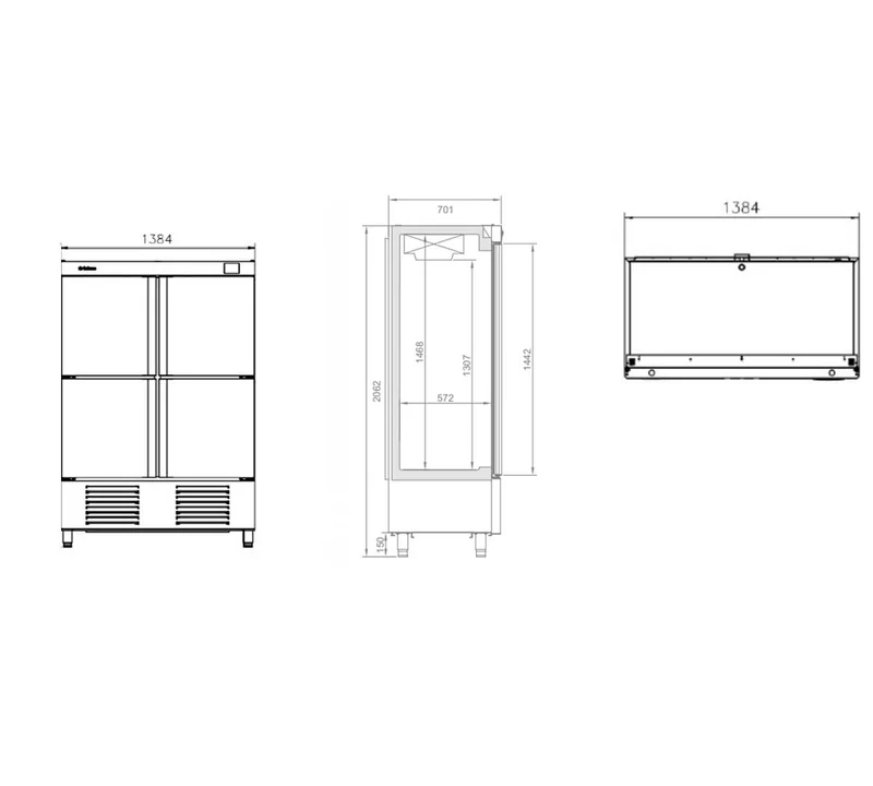 INFRICO - ARMARIO REFRIGERACIÓN SERIE NACIONAL AN 1004 T/F - 2+2 PUERTAS