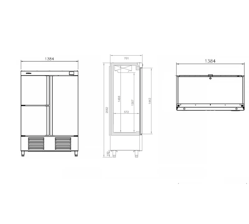 INFRICO - ARMARIO REFRIGERACIÓN SERIE NACIONAL AN 1003 T/F - 2+1 PUERTAS