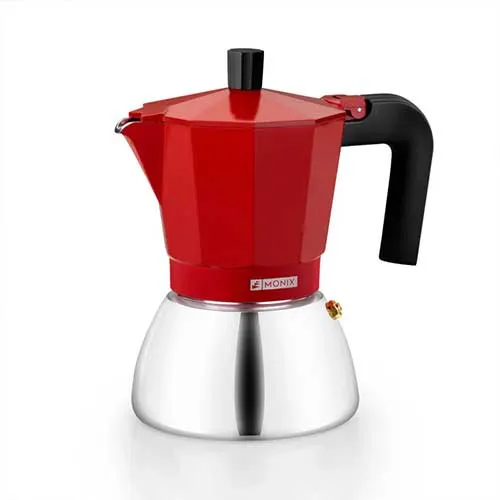 Cafetera 9 Tazas Monix M863109 Inducción Inox Rojo